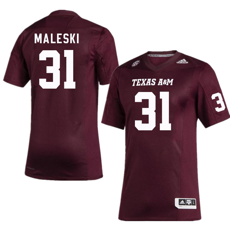 Men #31 Andrew Maleski Texas A&M Aggies College Football Jerseys Stitched Sale-Maroon - Click Image to Close
